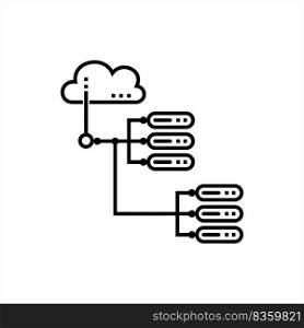 Cloud Network Icon, Cloud Computing Network Concept, On Demand Availability Of Computer System Resources Vector Art Illustration