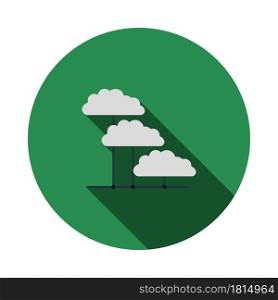 Cloud Network Icon. Flat Circle Stencil Design With Long Shadow. Vector Illustration.