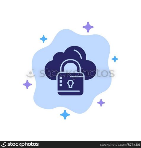 Cloud, Network, Lock, Locked Blue Icon on Abstract Cloud Background