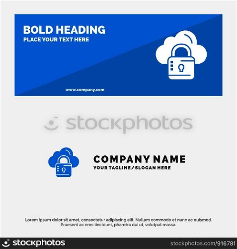 Cloud, Network, Lock, Locked SOlid Icon Website Banner and Business Logo Template