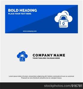 Cloud, Network, Lock, Locked SOlid Icon Website Banner and Business Logo Template