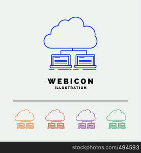 cloud, network, server, internet, data 5 Color Line Web Icon Template isolated on white. Vector illustration. Vector EPS10 Abstract Template background