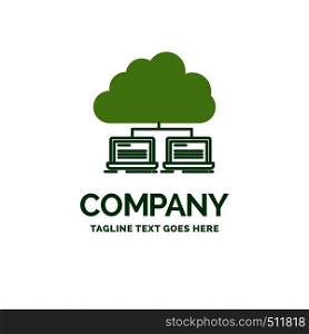cloud, network, server, internet, data Flat Business Logo template. Creative Green Brand Name Design.
