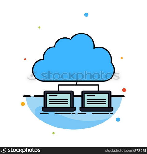 cloud, network, server, internet, data Flat Color Icon Vector