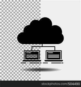 cloud, network, server, internet, data Glyph Icon on Transparent Background. Black Icon. Vector EPS10 Abstract Template background