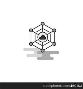 Cloud network Web Icon. Flat Line Filled Gray Icon Vector