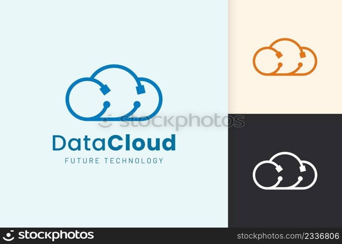 Cloud or Data Logo in modern style with blue color