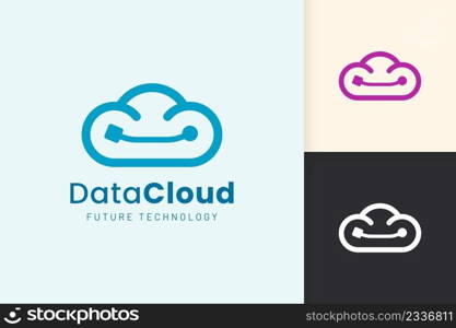 Cloud or Data Logo in modern style with blue color