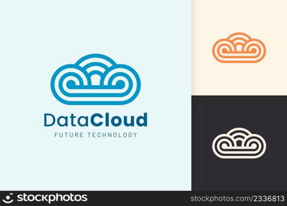 Cloud or Data Logo in modern style with blue color