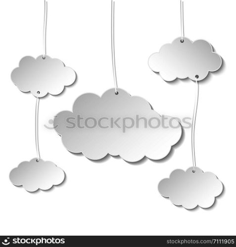 Cloud Paper style for your text , Banner for web design , isolated on white background , vector illustration