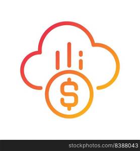 Cloud payment pixel perfect gradient linear vector icon. E-payment adoption. Financial transactions via Internet. Thin line color symbol. Modern style pictogram. Vector isolated outline drawing. Cloud payment pixel perfect gradient linear vector icon