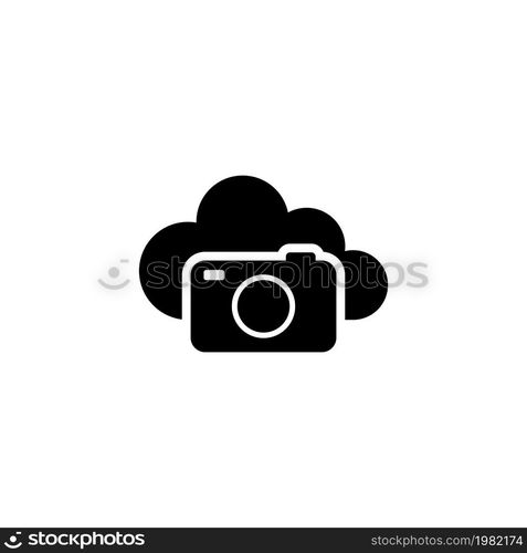 Cloud Photo Storage. Flat Vector Icon. Simple black symbol on white background. Cloud Photo Storage Flat Vector Icon