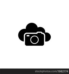 Cloud Photo Storage. Flat Vector Icon. Simple black symbol on white background. Cloud Photo Storage Flat Vector Icon