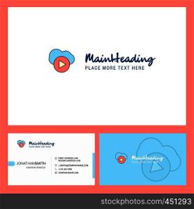 Cloud play Logo design with Tagline & Front and Back Busienss Card Template. Vector Creative Design