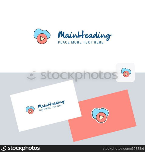 Cloud play vector logotype with business card template. Elegant corporate identity. - Vector