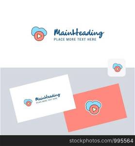 Cloud play vector logotype with business card template. Elegant corporate identity. - Vector