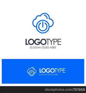 Cloud, Power, Network, Off Blue Logo Line Style