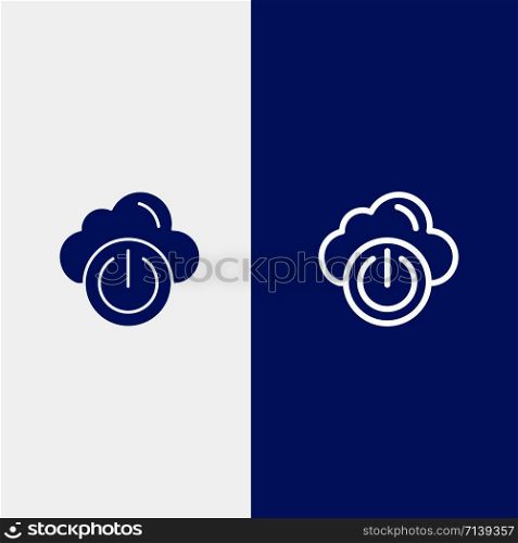 Cloud, Power, Network, Off Line and Glyph Solid icon Blue banner