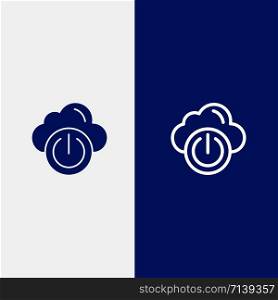 Cloud, Power, Network, Off Line and Glyph Solid icon Blue banner