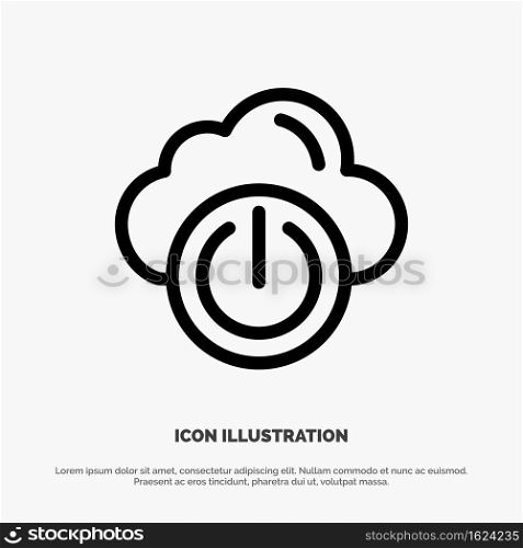 Cloud, Power, Network, Off Vector Line Icon
