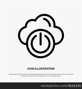 Cloud, Power, Network, Off Vector Line Icon