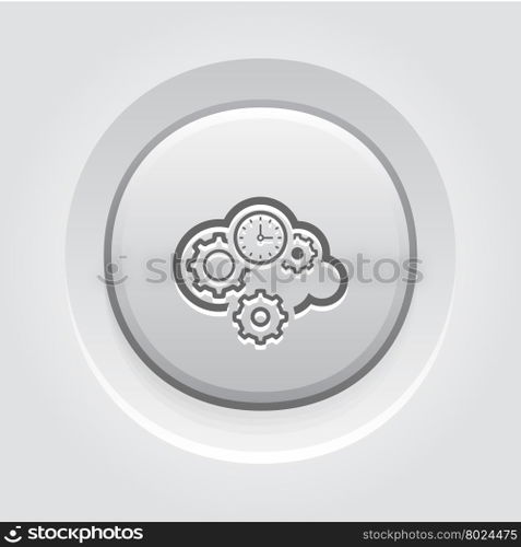 Cloud Processing Icon. Cloud Processing Icon. Business Concept. Grey Button Design