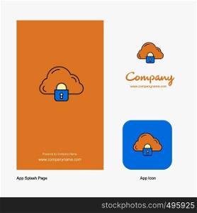 Cloud protected Company Logo App Icon and Splash Page Design. Creative Business App Design Elements