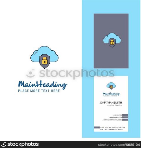 Cloud protected Creative Logo and business card. vertical Design Vector