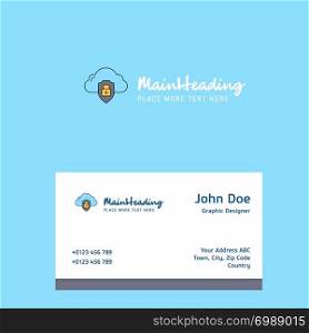 Cloud protected logo Design with business card template. Elegant corporate identity. - Vector