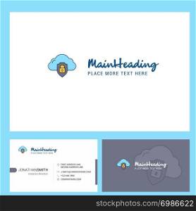 Cloud protected Logo design with Tagline & Front and Back Busienss Card Template. Vector Creative Design