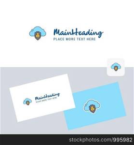Cloud protected vector logotype with business card template. Elegant corporate identity. - Vector