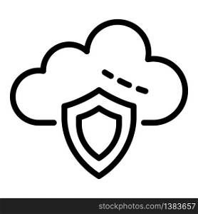 Cloud protection icon. Outline cloud protection vector icon for web design isolated on white background. Cloud protection icon, outline style