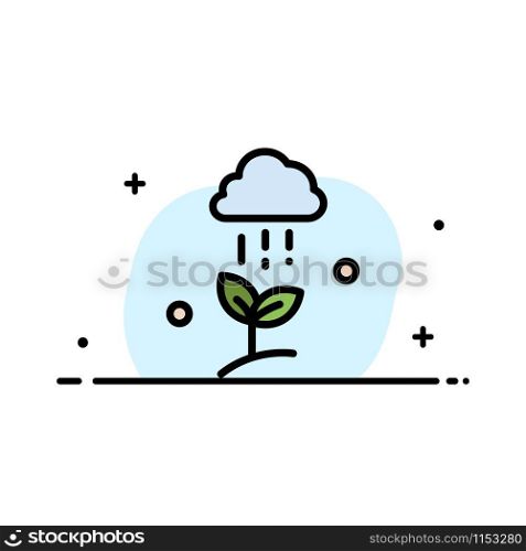 Cloud Rain, Cloud, Nature, Spring, Rain Business Flat Line Filled Icon Vector Banner Template