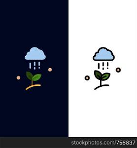 Cloud Rain, Cloud, Nature, Spring, Rain Icons. Flat and Line Filled Icon Set Vector Blue Background