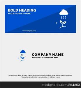 Cloud Rain, Cloud, Nature, Spring, Rain SOlid Icon Website Banner and Business Logo Template