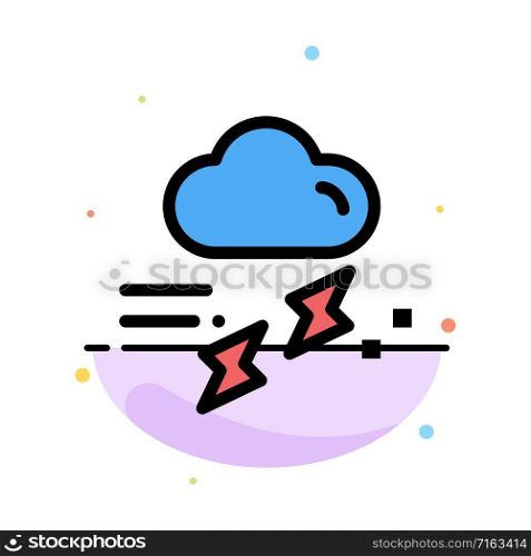 Cloud, Rain, Rainfall, Rainy, Thunder Abstract Flat Color Icon Template