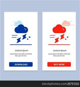 Cloud, Rain, Rainfall, Rainy, Thunder Blue and Red Download and Buy Now web Widget Card Template