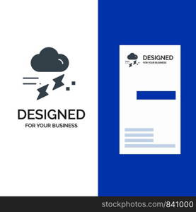 Cloud, Rain, Rainfall, Rainy, Thunder Grey Logo Design and Business Card Template