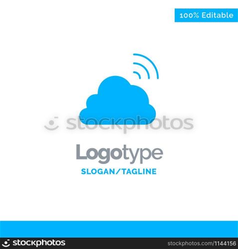 Cloud, Rainbow, Sky, Spring, Weather Blue Solid Logo Template. Place for Tagline