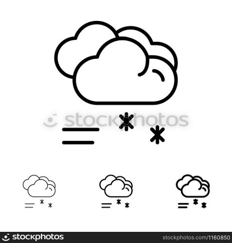 Cloud Raining, Forecast, Raining, Rainy Weather Bold and thin black line icon set