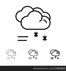 Cloud Raining, Forecast, Raining, Rainy Weather Bold and thin black line icon set