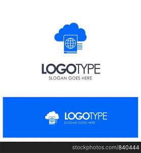 Cloud, Reading, Folder, Upload Blue Solid Logo with place for tagline