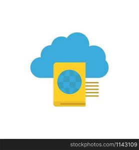 Cloud, Reading, Folder, Upload Flat Color Icon. Vector icon banner Template