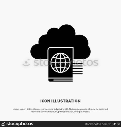 Cloud, Reading, Folder, Upload solid Glyph Icon vector