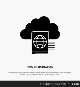Cloud, Reading, Folder, Upload solid Glyph Icon vector