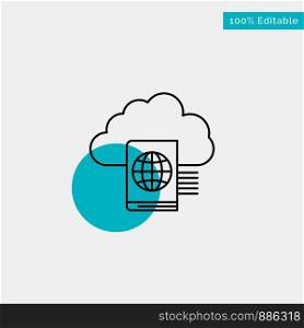 Cloud, Reading, Folder, Upload turquoise highlight circle point Vector icon