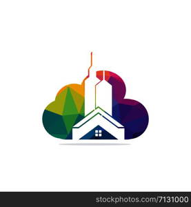 Cloud Real estate vector logo design. Building and cloud logo design. Building Estate Logo with Skyscrapers.