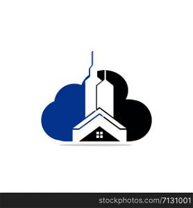 Cloud Real estate vector logo design. Building and cloud logo design. Building Estate Logo with Skyscrapers.