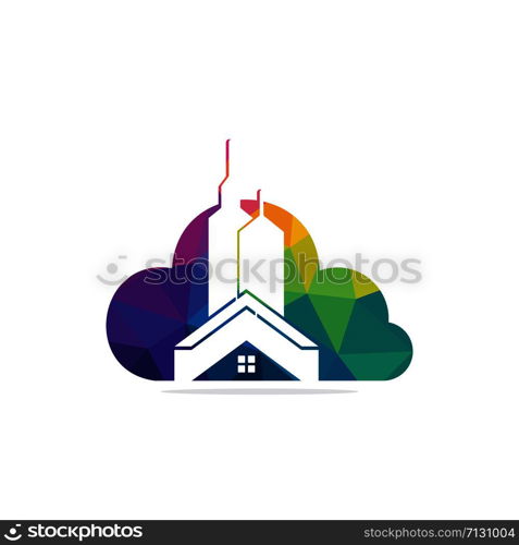 Cloud Real estate vector logo design. Building and cloud logo design. Building Estate Logo with Skyscrapers.