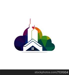 Cloud Real estate vector logo design. Building and cloud logo design. Building Estate Logo with Skyscrapers.